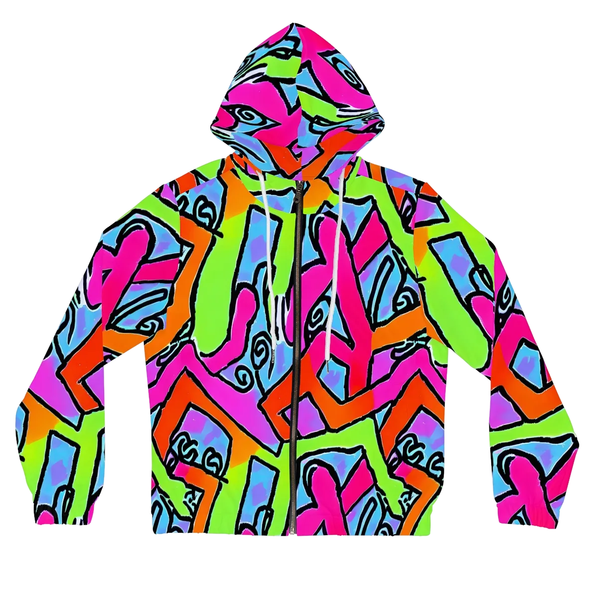 Electric Mosaic on Women's Full-Zip Hoodie — Front