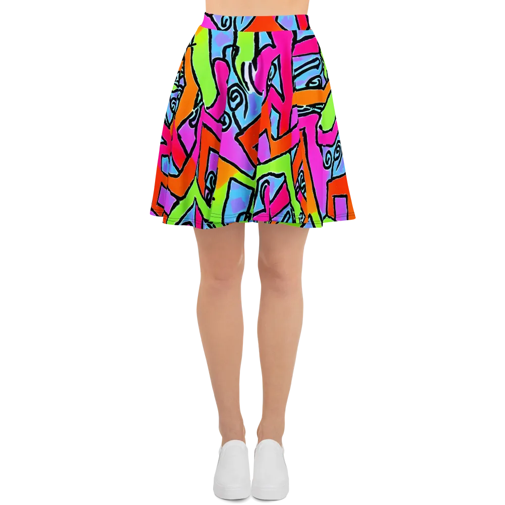 Electric Mosaic on Skater Skirt — Front