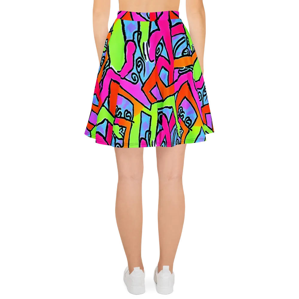 Electric Mosaic on Skater Skirt — Back