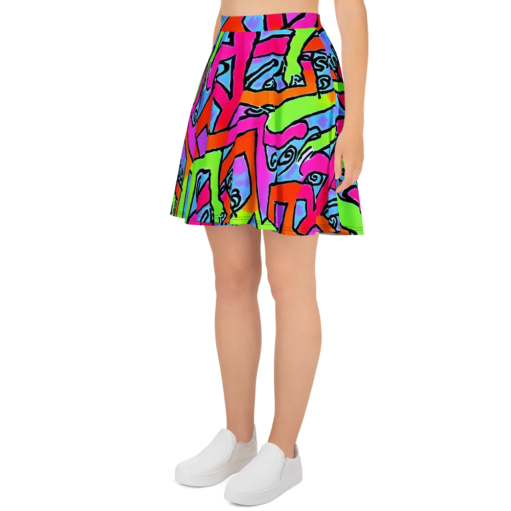 Electric Mosaic on Skater Skirt — Left