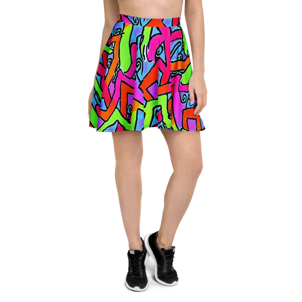 Electric Mosaic on Skater Skirt — Front