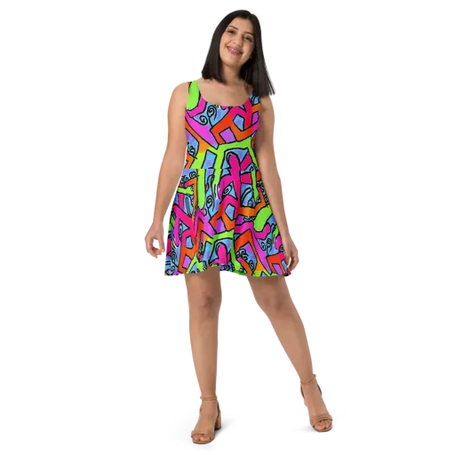 Electric Mosaic on a Skater Dress