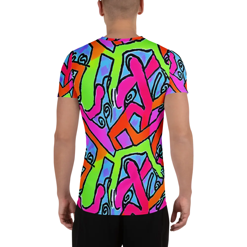 Electric Mosaic on Men's Athletic T-Shirt — Back
