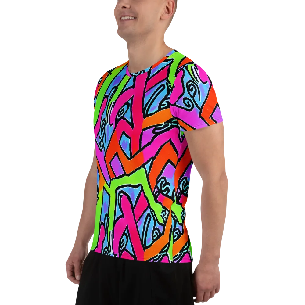 Electric Mosaic on Men's Athletic T-Shirt — Left