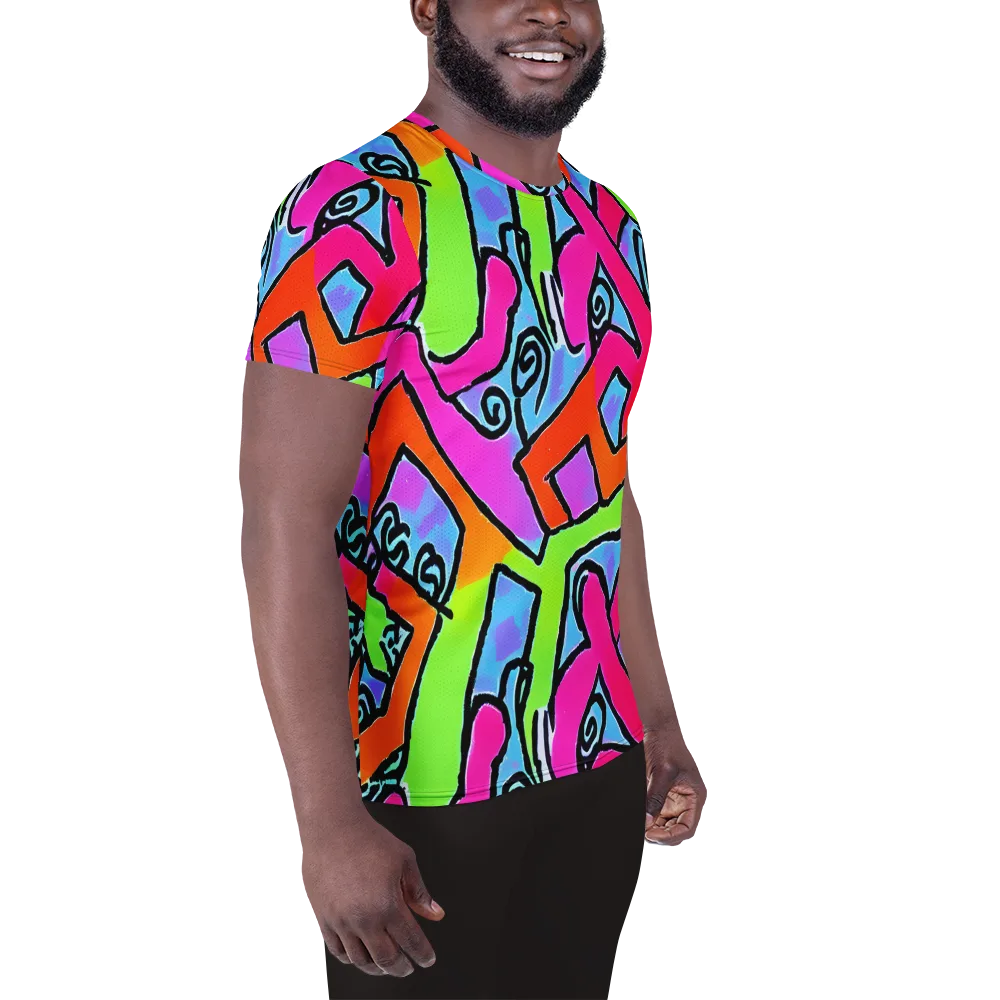 Electric Mosaic on Men's Athletic T-Shirt — Right