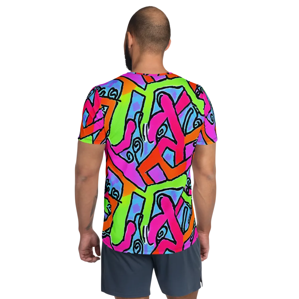 Electric Mosaic on Men's Athletic T-Shirt — Back