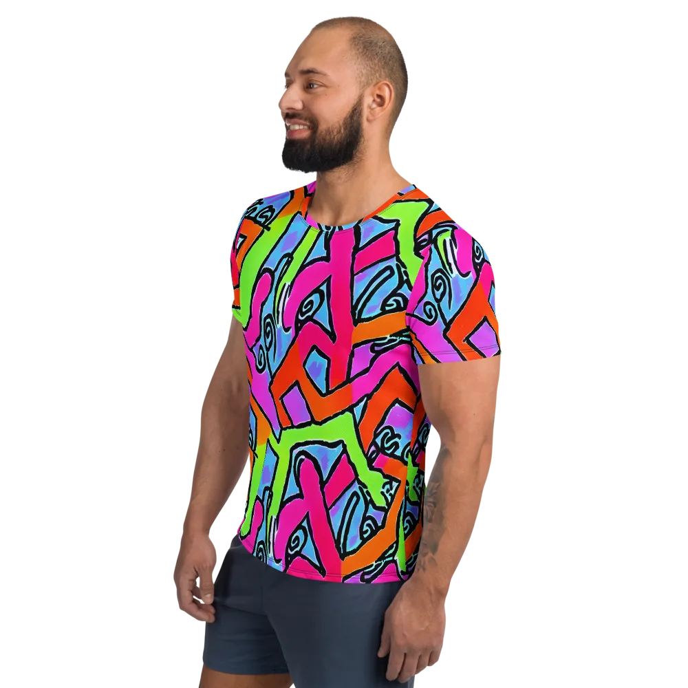 Electric Mosaic on Men's Athletic T-Shirt — Left