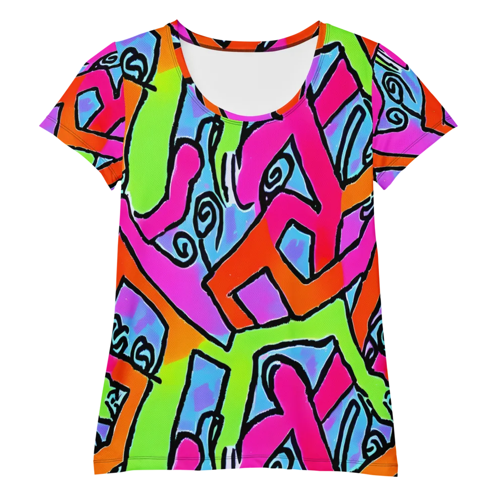 Electric Mosaic on Women's Athletic T-Shirt — Front