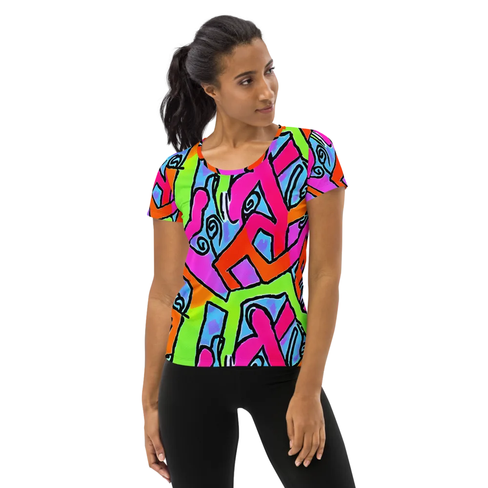 Electric Mosaic on Women's Athletic T-Shirt — Front