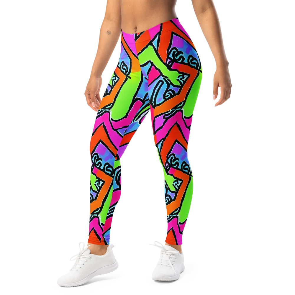 Electric Mosaic on Leggings — Left Front