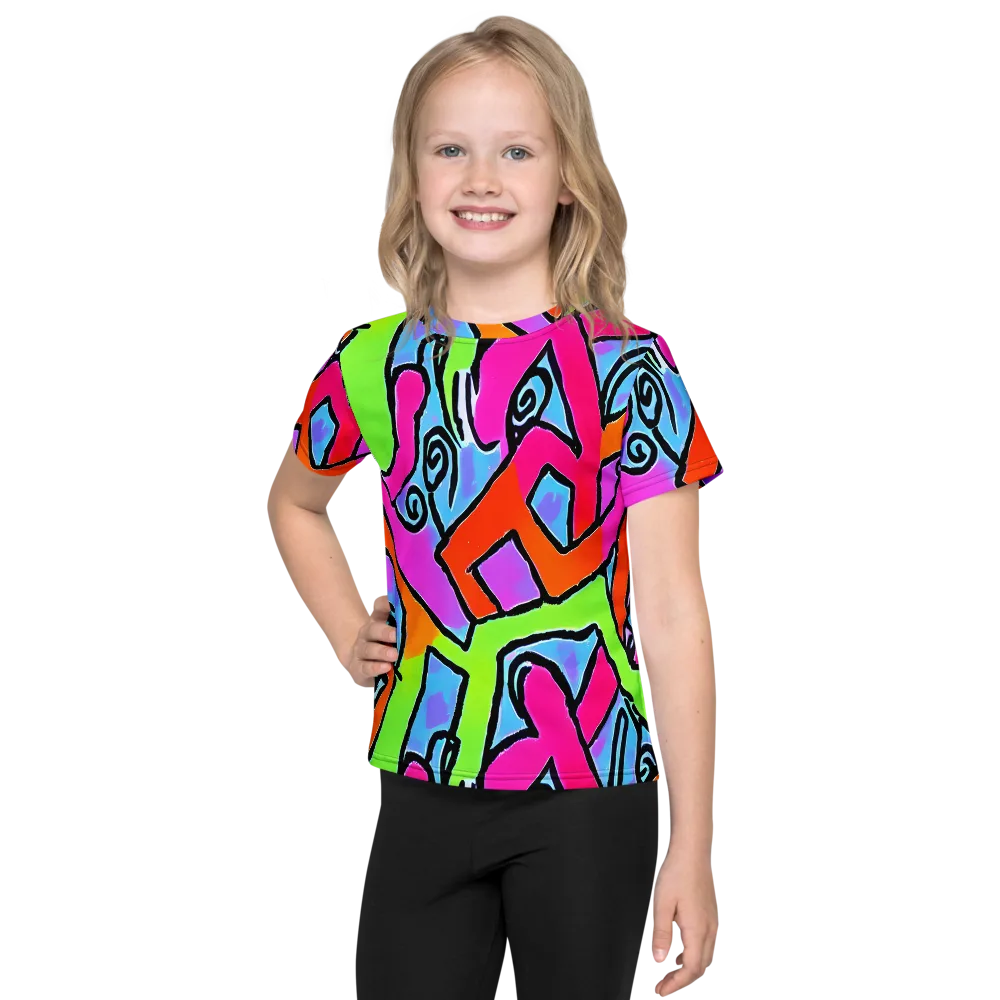 Electric Mosaic on Kids Crew Neck T-Shirt — Front