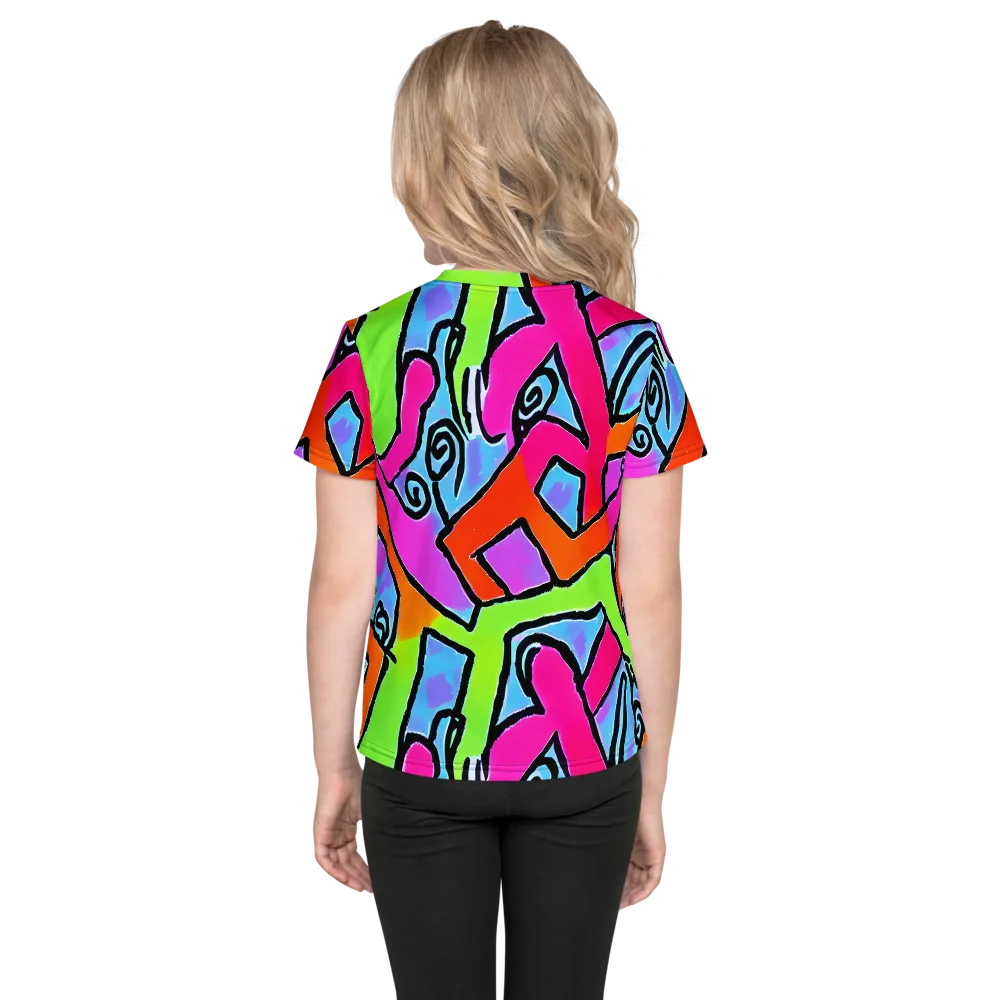 Electric Mosaic on Kids Crew Neck T-Shirt — Back