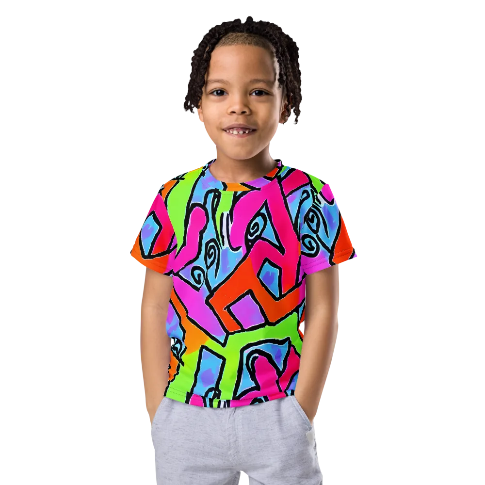 Electric Mosaic on Kids Crew Neck T-Shirt — Front
