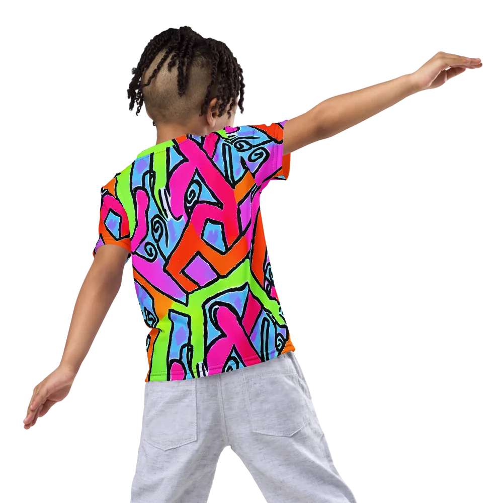 Electric Mosaic on Kids Crew Neck T-Shirt — Back