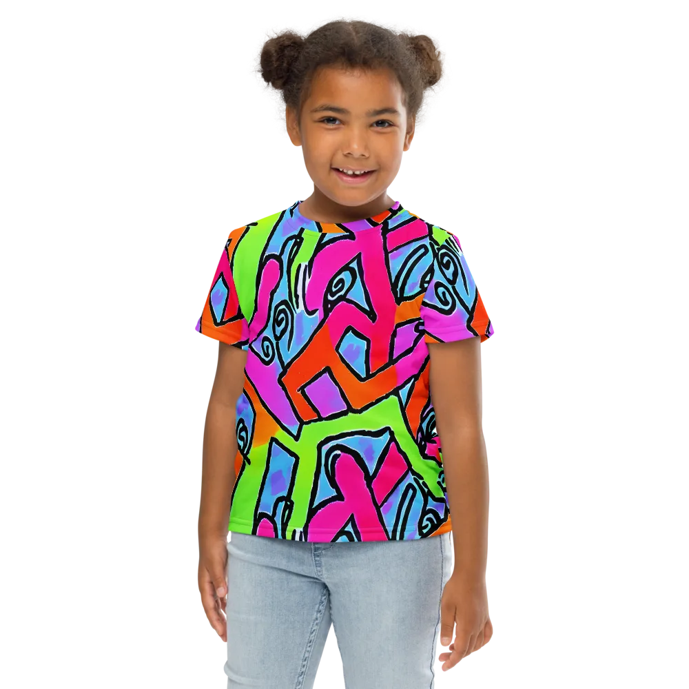 Electric Mosaic on Kids Crew Neck T-Shirt — Front