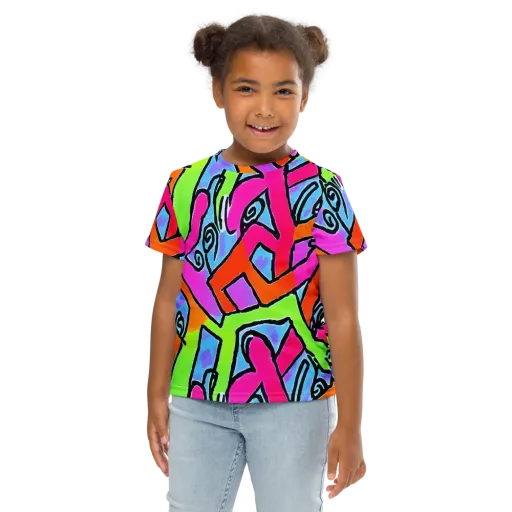 Electric Mosaic on a Kids Crew Neck T-Shirt