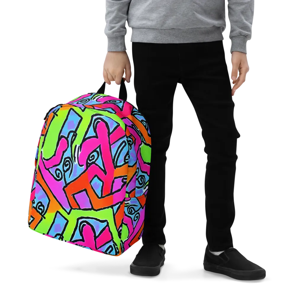 Electric Mosaic on Minimalist Backpack — Zoomed-in