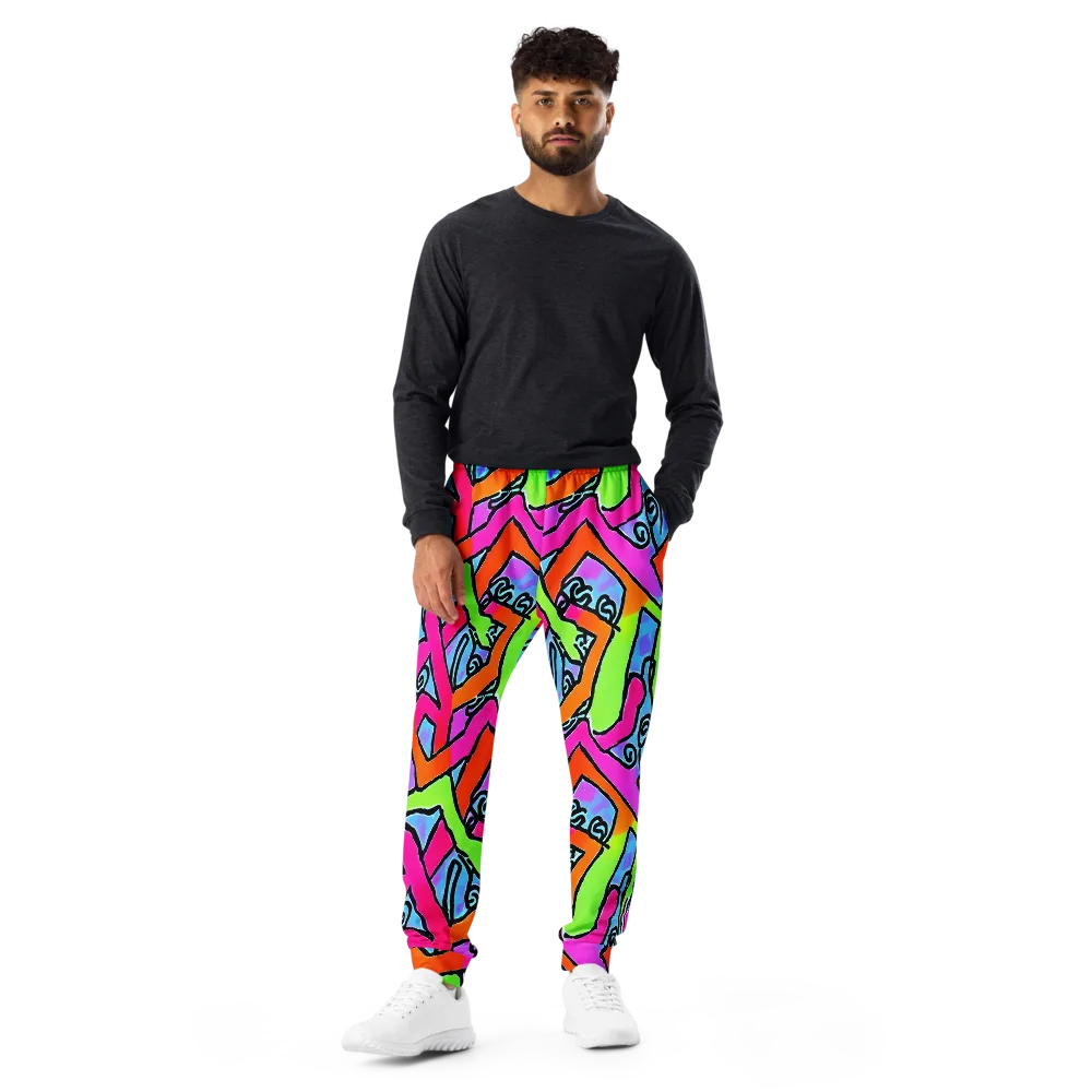Electric Mosaic on Men's Joggers — Front
