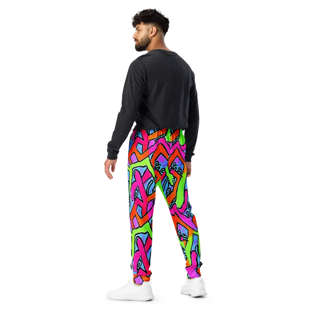 Electric Mosaic on Men's Joggers — Back