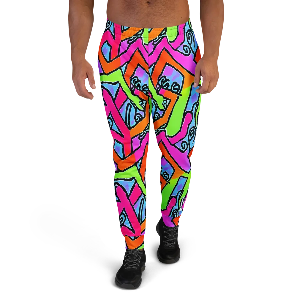 Electric Mosaic on Men's Joggers — Front