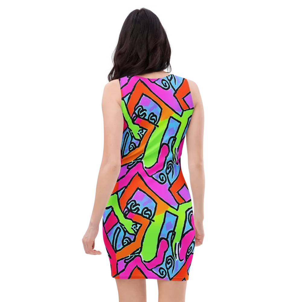 Electric Mosaic on Bodycon Dress — Back