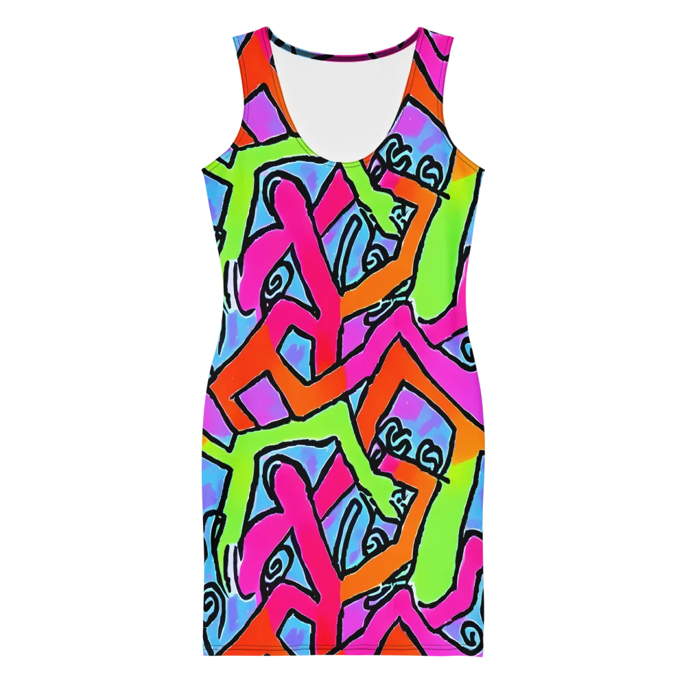 Electric Mosaic on Bodycon Dress — Front