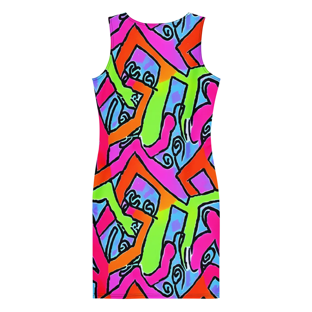 Electric Mosaic on Bodycon Dress — Back