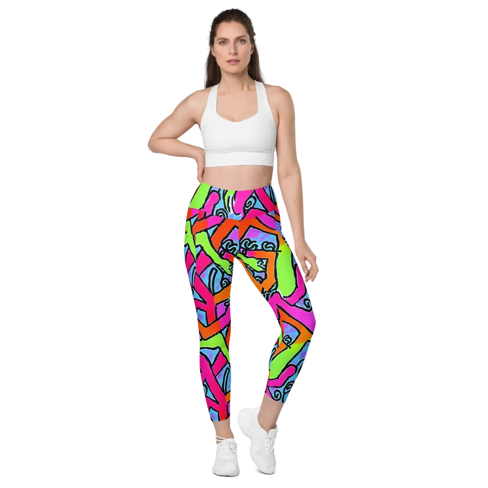 Electric Mosaic on Leggings with Pockets — Front