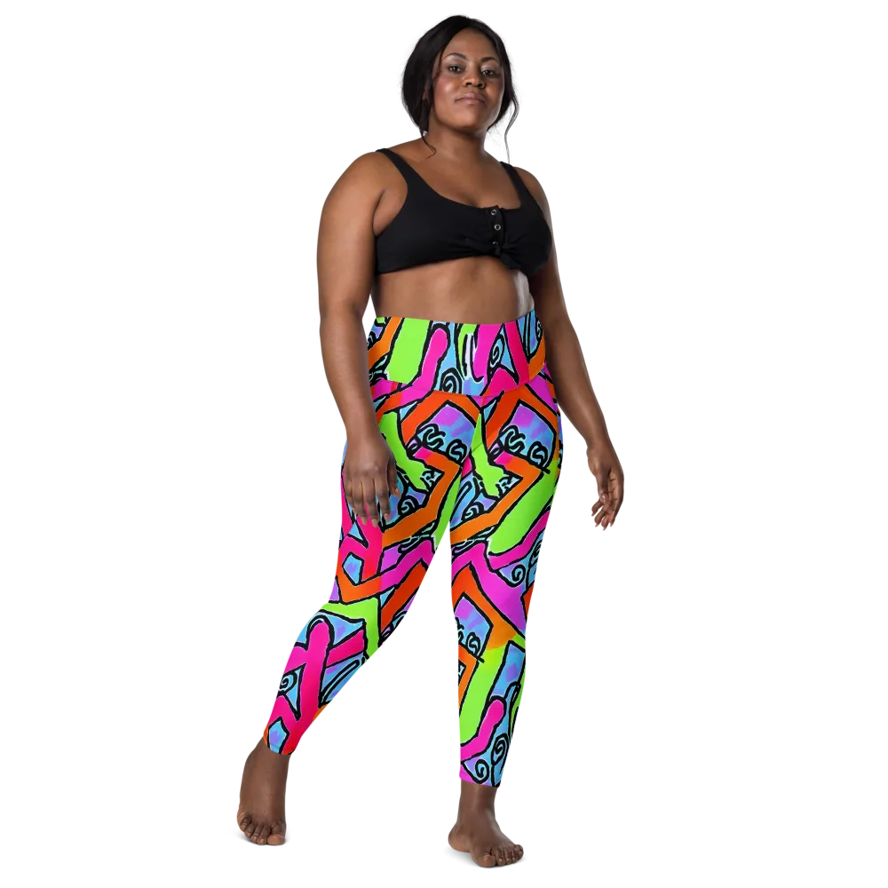 Electric Mosaic on Leggings with Pockets — Front