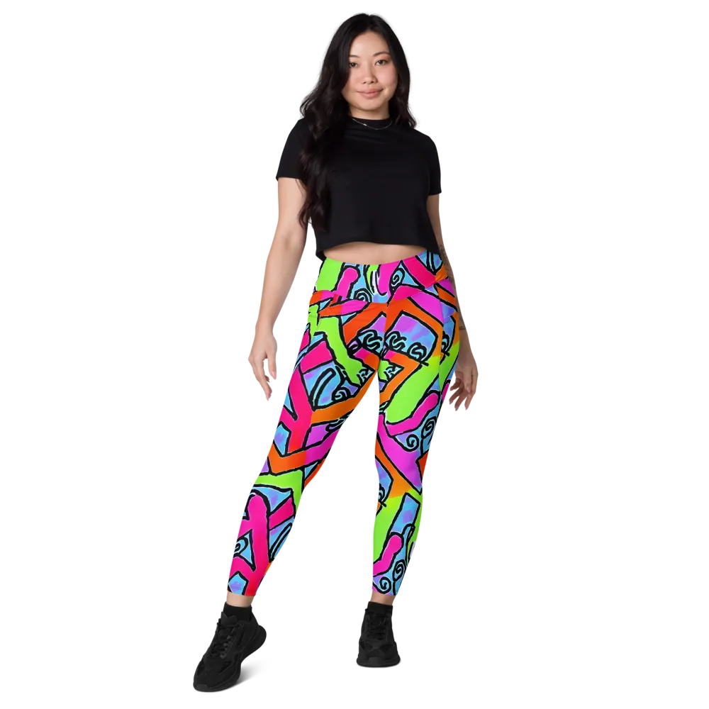Electric Mosaic on Leggings with Pockets — Front