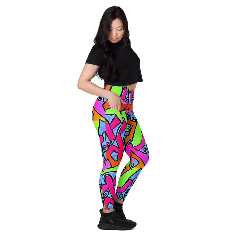 Electric Mosaic on Leggings with Pockets — Right