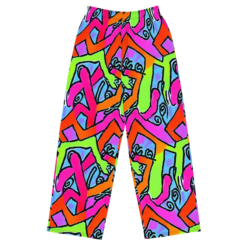 Electric Mosaic on Wide-Leg Pants — Front