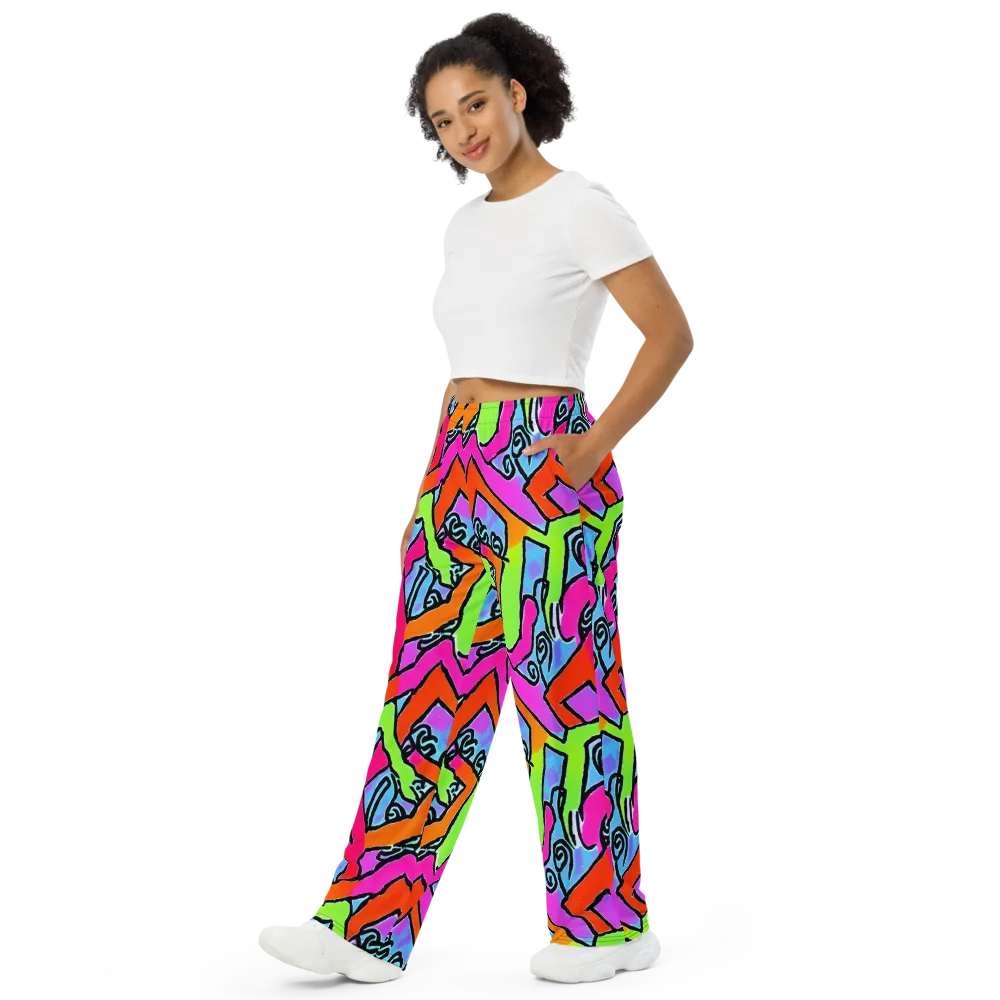 Electric Mosaic on Wide-Leg Pants — Left Front