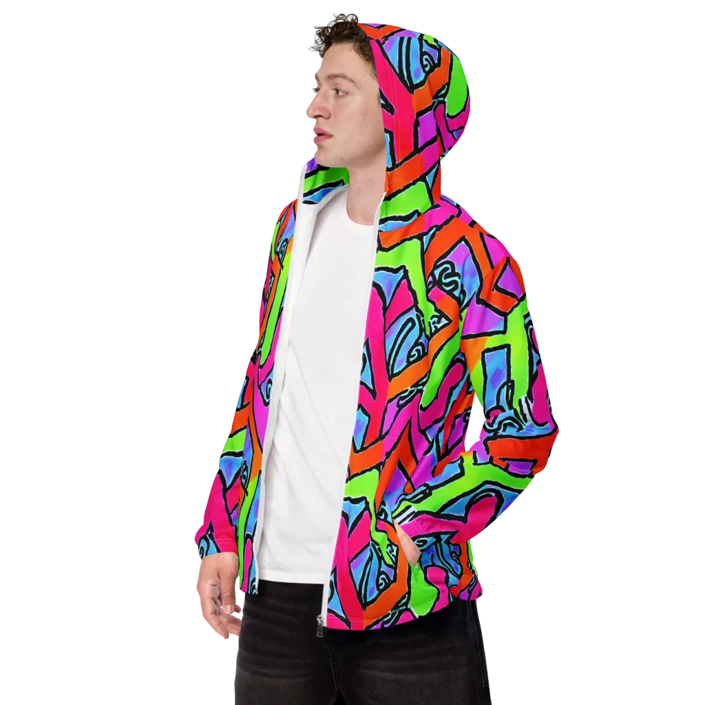 Electric Mosaic on Men's Windbreaker — Left Front