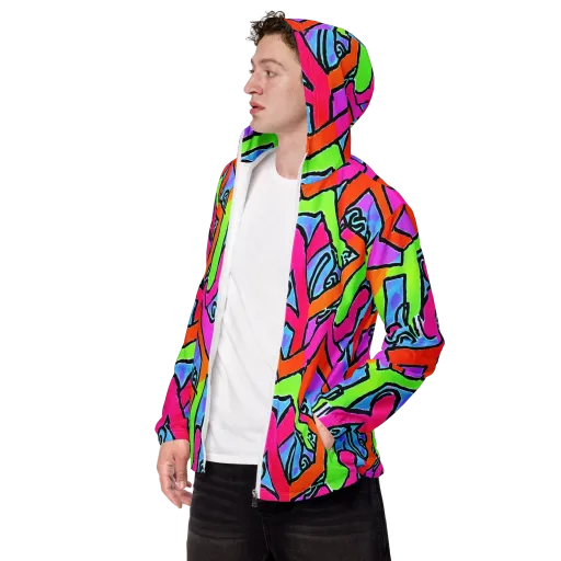 Electric Mosaic on a Men's Windbreaker