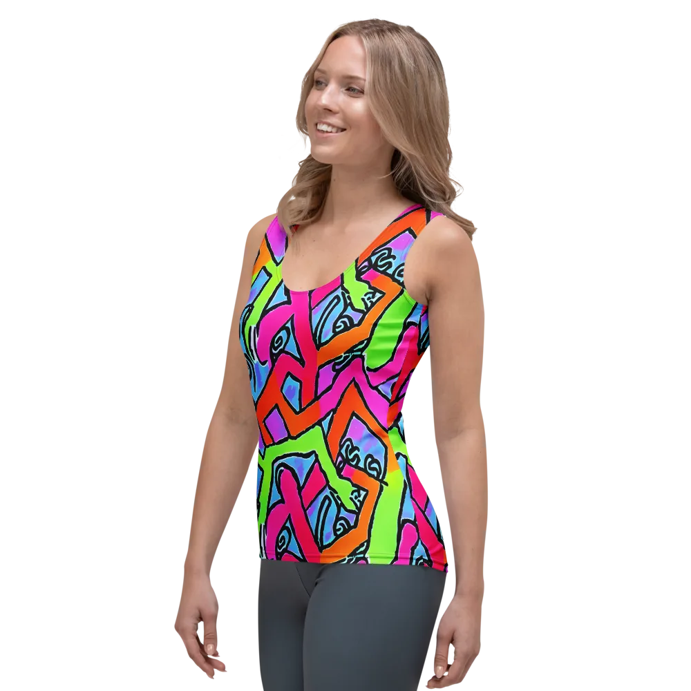 Electric Mosaic on Women's Tank Top — Left Front