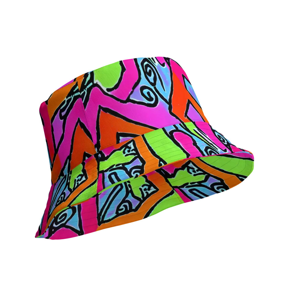 Electric Mosaic on Reversible Bucket Hat — Product details Outside