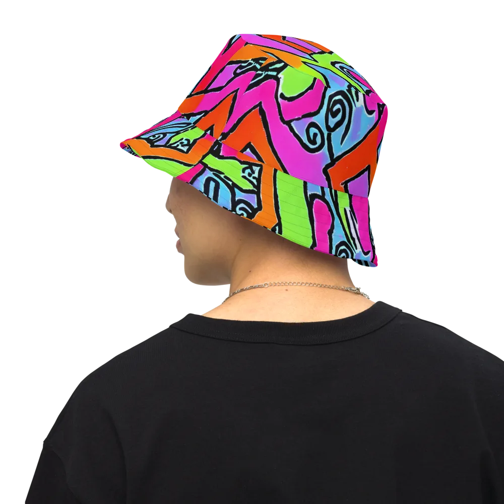 Electric Mosaic on Reversible Bucket Hat — Back Inside