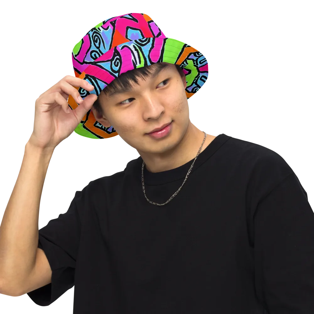 Electric Mosaic on Reversible Bucket Hat — Front Inside