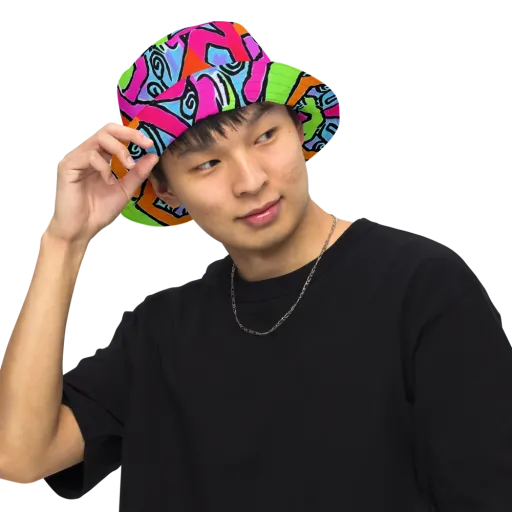 Electric Mosaic on a Reversible Bucket Hat