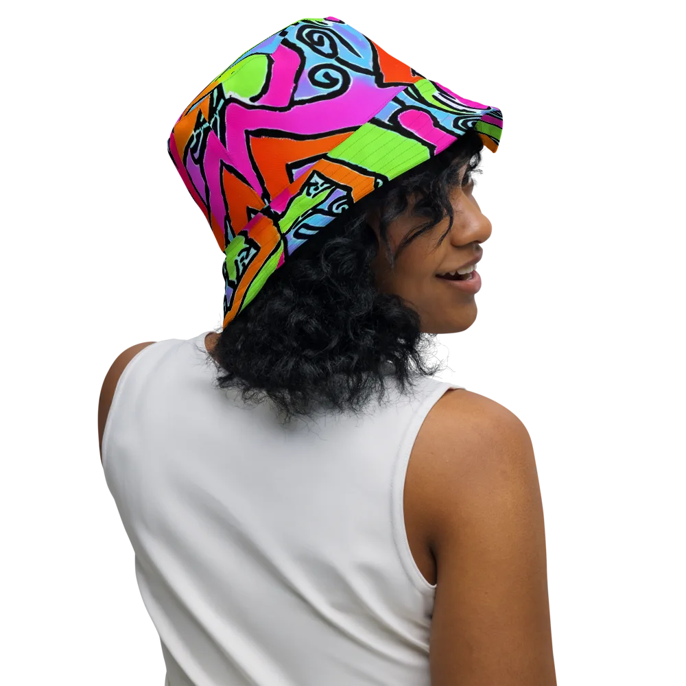Electric Mosaic on Reversible Bucket Hat — Right Outside