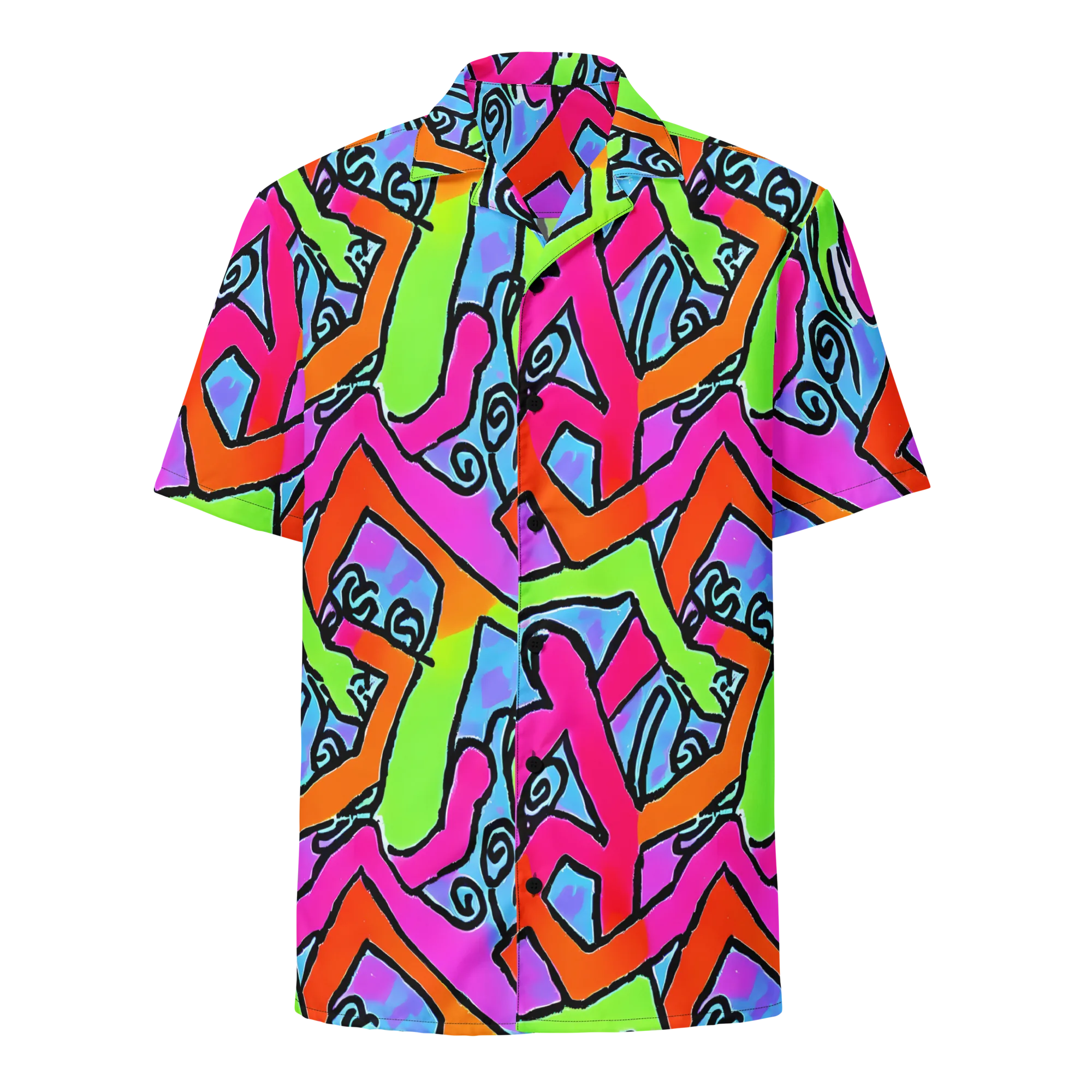 Electric Mosaic on Button Shirt — Front