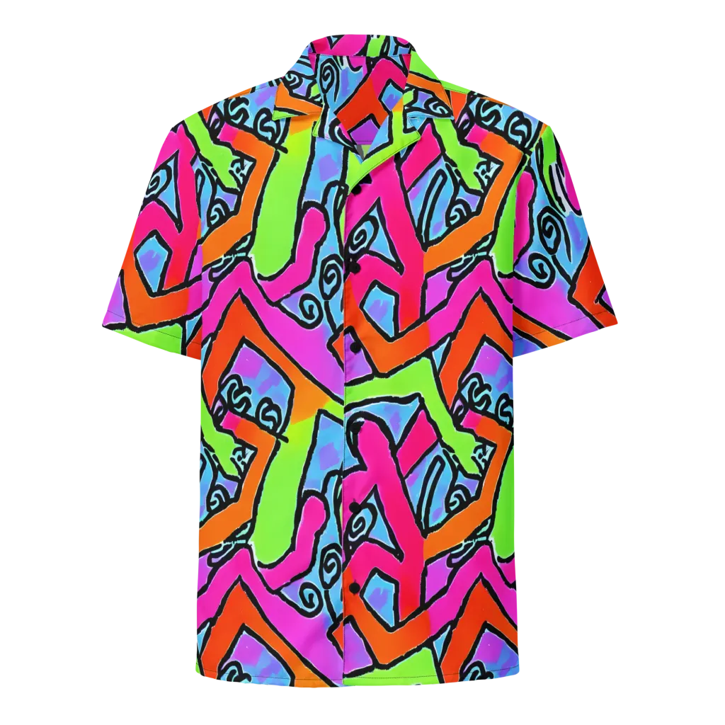 Electric Mosaic on Button Shirt — Front