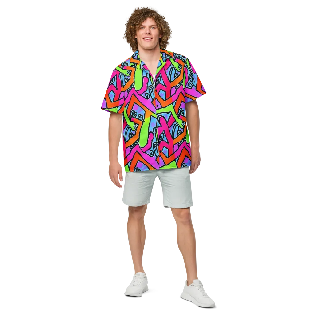 Electric Mosaic on Button Shirt — Front