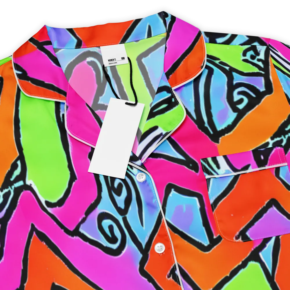 Electric Mosaic on Women's Short Sleeve Pajama Top — Product details
