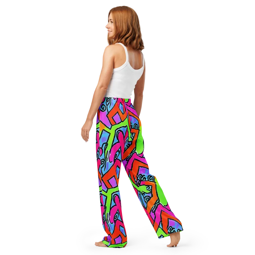 Electric Mosaic on Women's Pajama Pants — Back