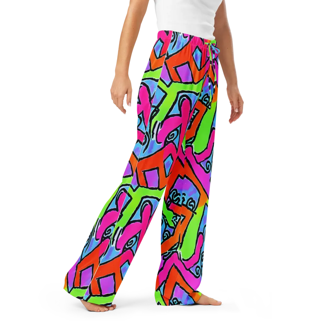 Electric Mosaic on Women's Pajama Pants — Right Front