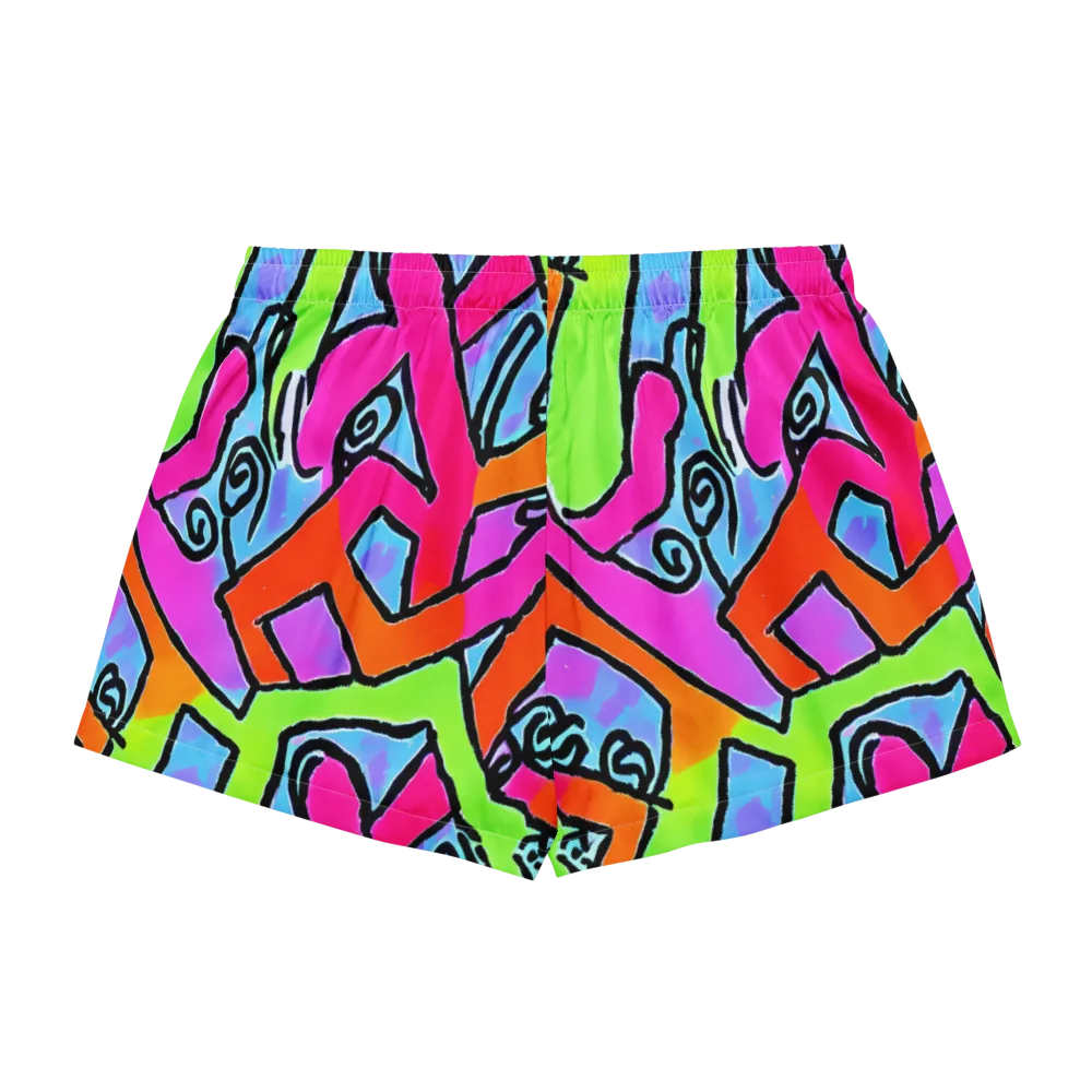Electric Mosaic on Women's Pajama Shorts — Back