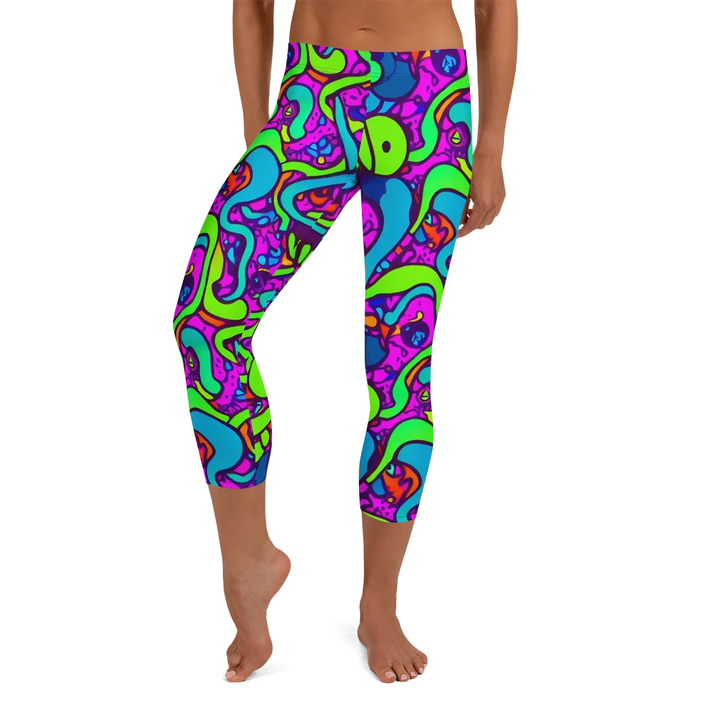 Funky Vortex on Capri Leggings — Front