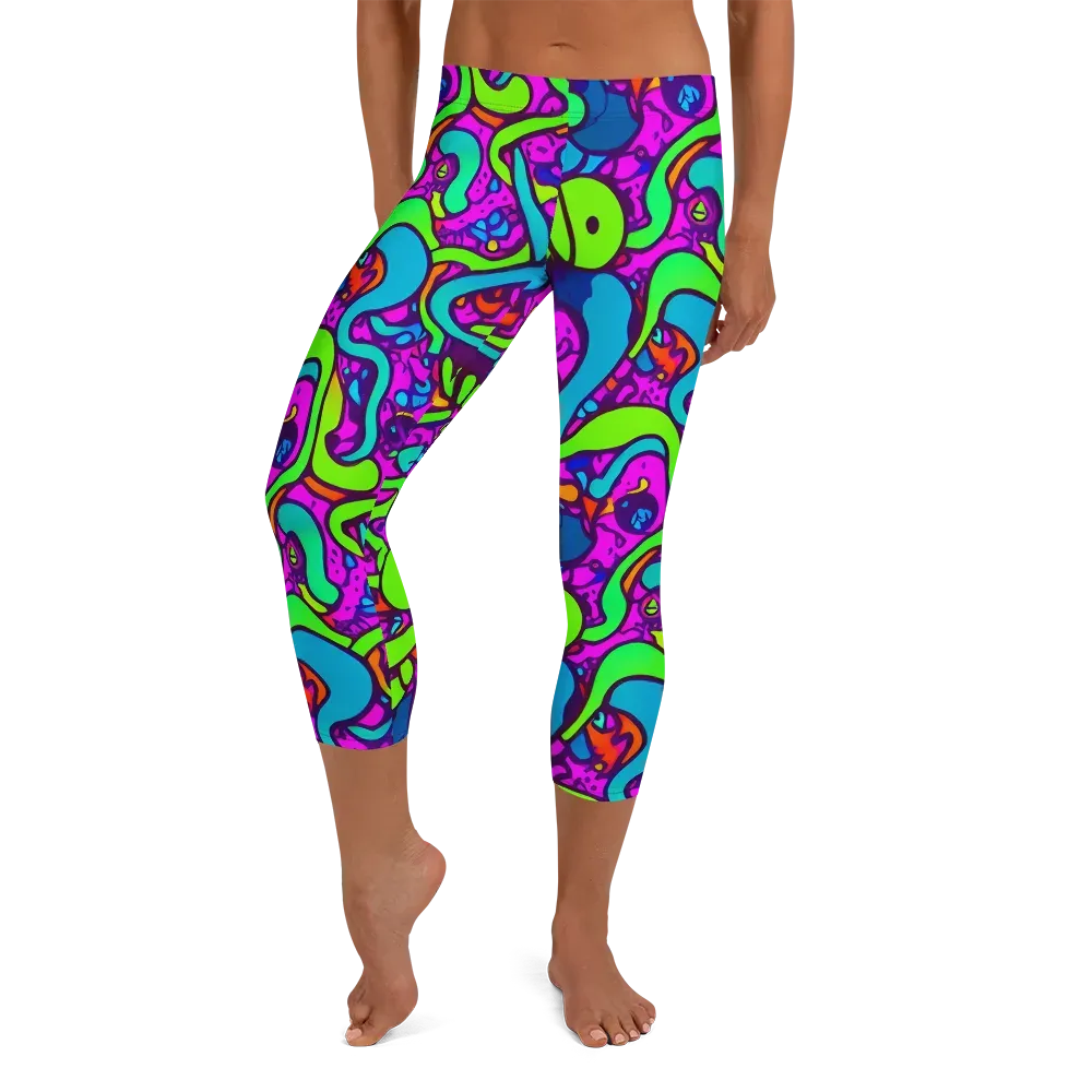 Funky Vortex on Capri Leggings — Front